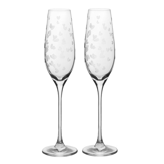 Coppia di flute champagne cuoricini