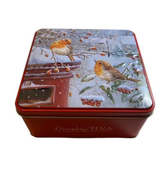 Scatola di biscotti in latta Pettirossi