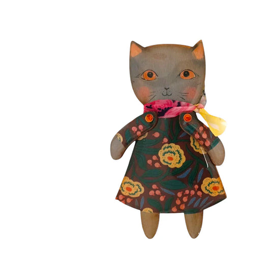 Spilla in legno gattina