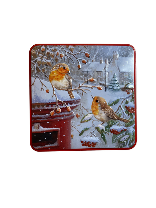 Scatola di biscotti in latta Pettirossi