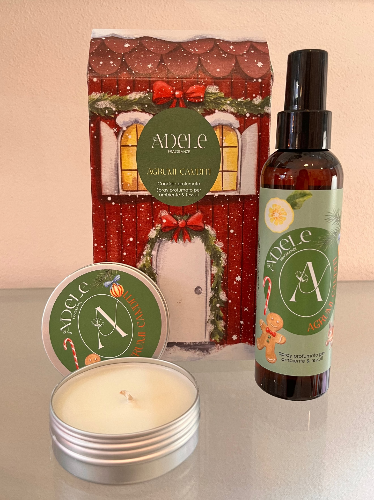 Casetta con spray ambiente e candela