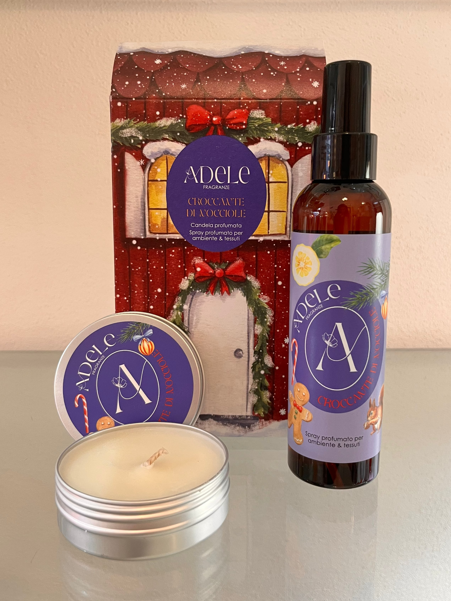 Casetta con spray ambiente e candela