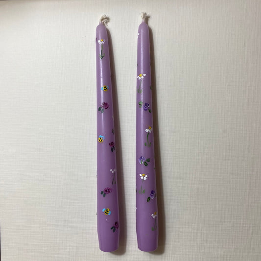Candele fiorellini dipinte a mano