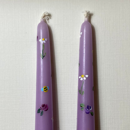 Candele fiorellini dipinte a mano